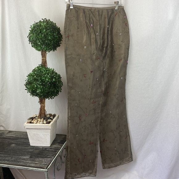 Ann Taylor 100% Silk Embellished Sequins Trouser Pants 4 - Picture 3 of 6